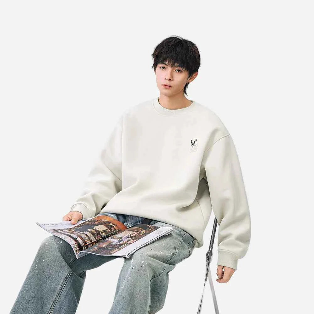 Cozy Embroidered Logo Crew Neck Sweatshirt