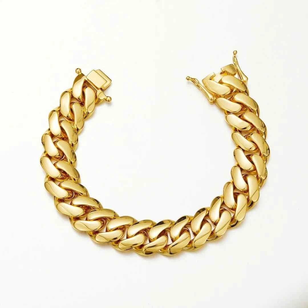 Stainless Steel Rhombus Cuban Miami Link Chain Bracelet - Luxury Urban Geometric Jewelry