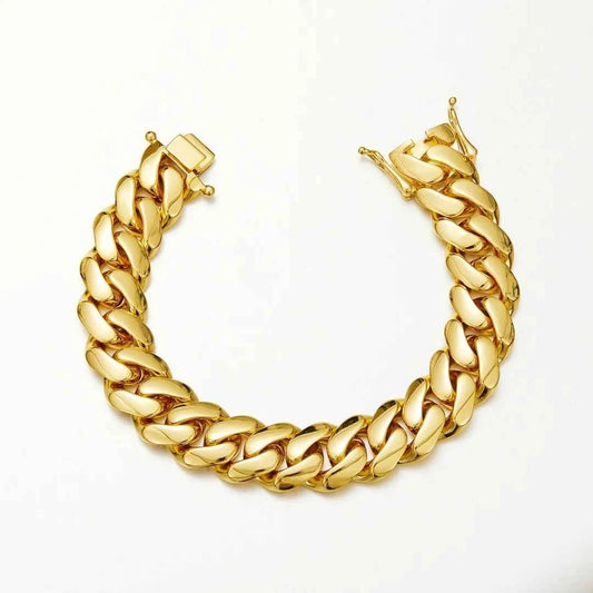 Stainless Steel Rhombus Cuban Miami Link Chain Bracelet - Luxury Urban Geometric Jewelry