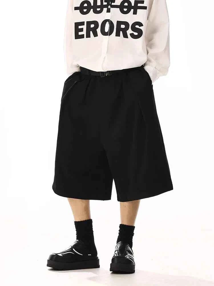 Men Fashionable Black Wide Leg Short