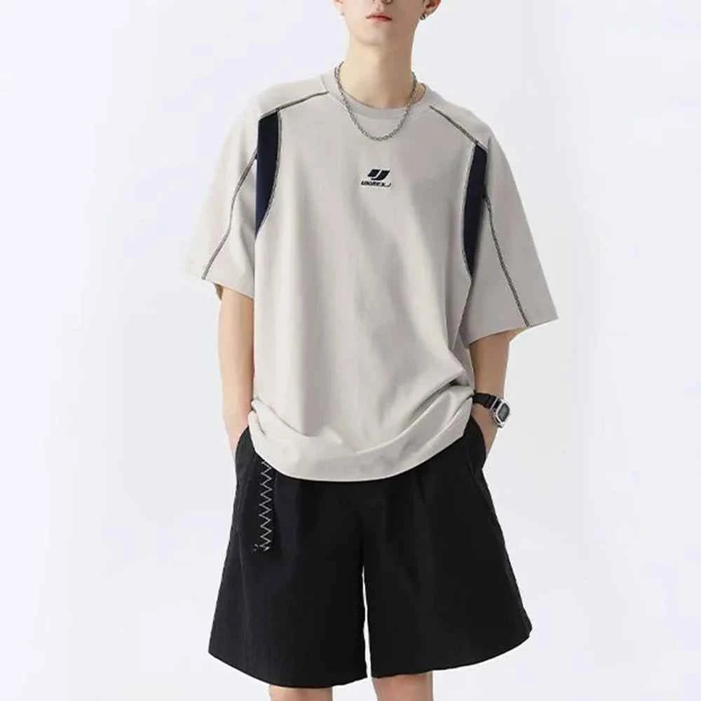Breathable Contrast Embroidery Short Sleeve T-Shirt