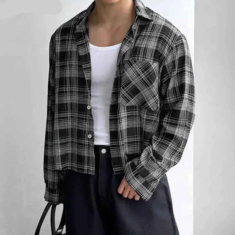 Men Casual Plaid Oversize Long Sleeve Shirt