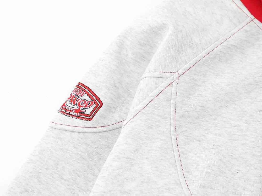 Embroidered Contrast Panel Hooded Sweatshirt