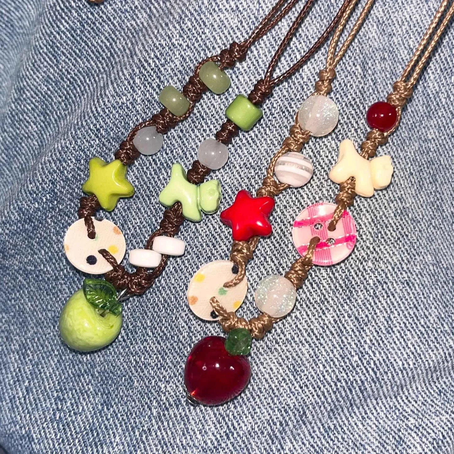 Handmade Ceramic Green Apple Pendant Necklace