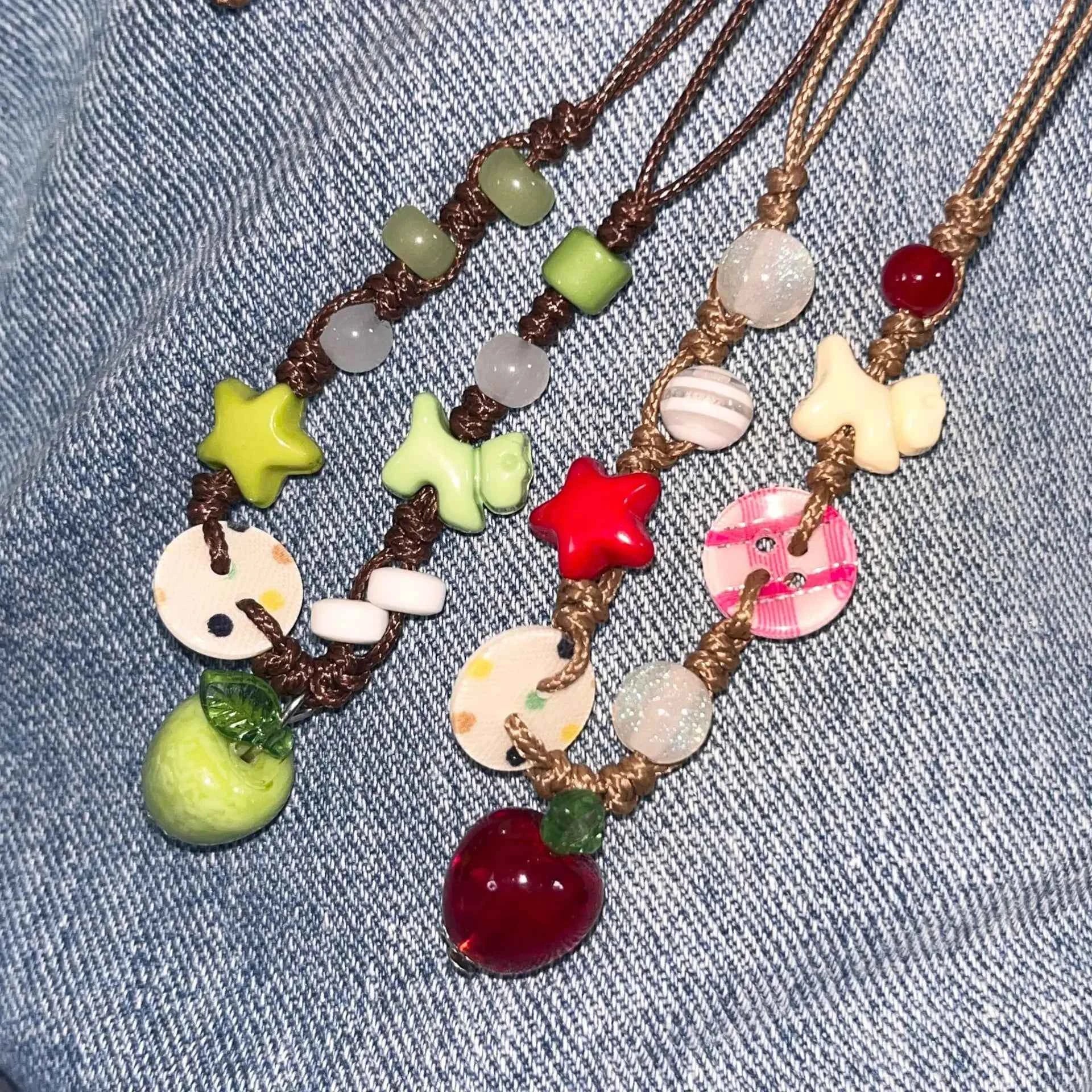 Handmade Ceramic Green Apple Pendant Necklace