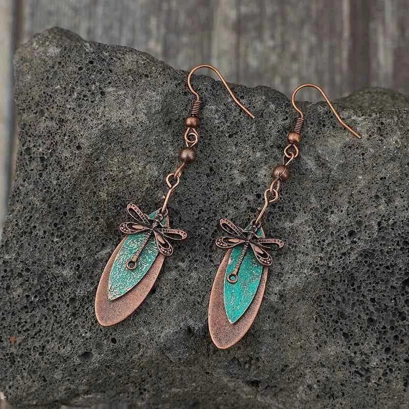 Boho Dragonfly Stone Dangle Earring