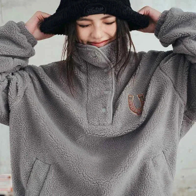 Cozy Polar Fleece Half Placket Sweatshirt