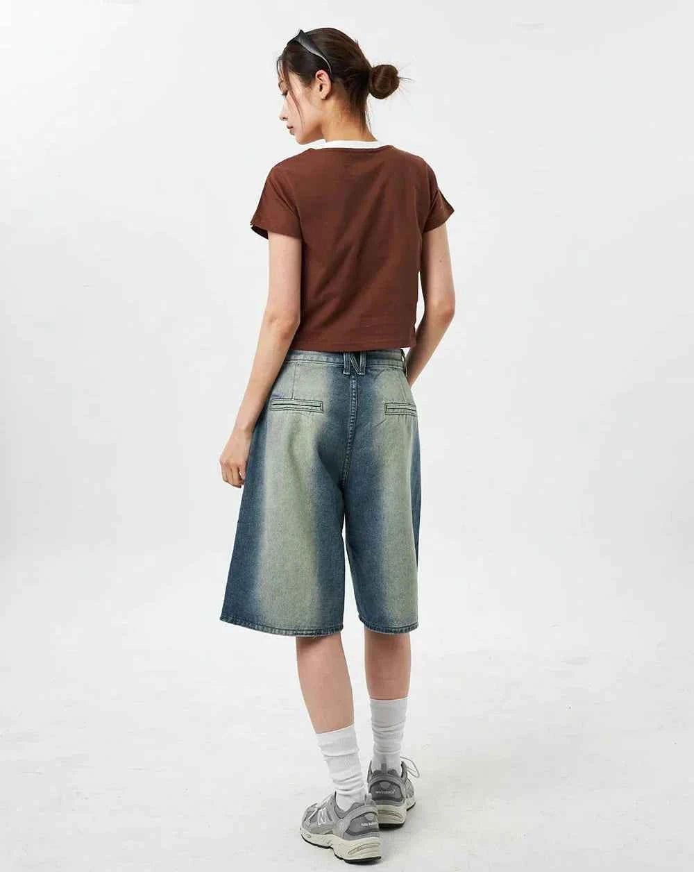 Vintage Ombre Wide Leg Denim Short