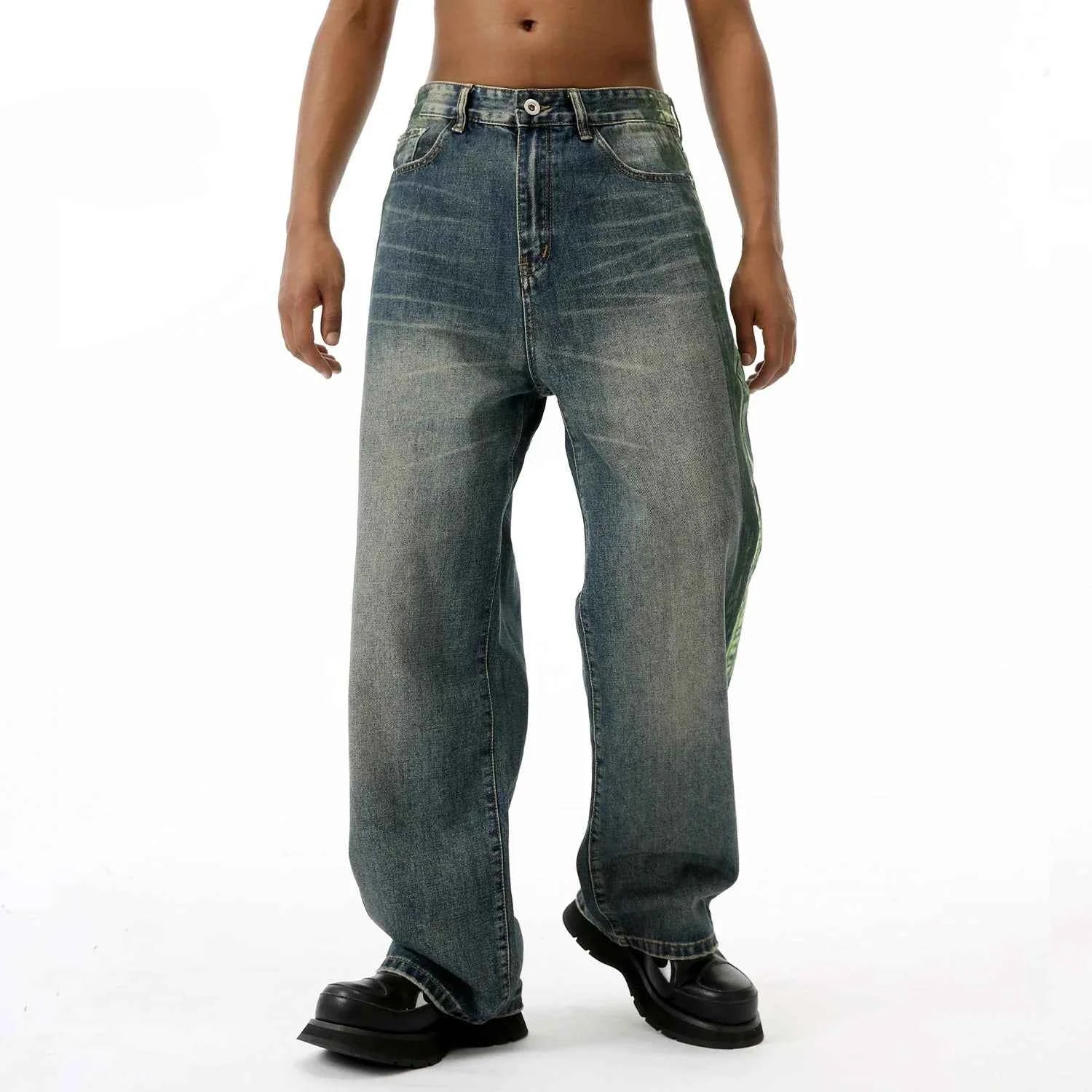 Retro Streetwear Striped Baggy Hip Hop Jeans