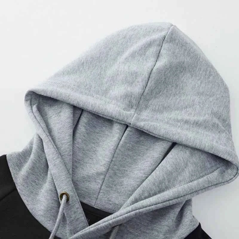 Y2K Streetwear Black Oversize Patchwork Hoodie
