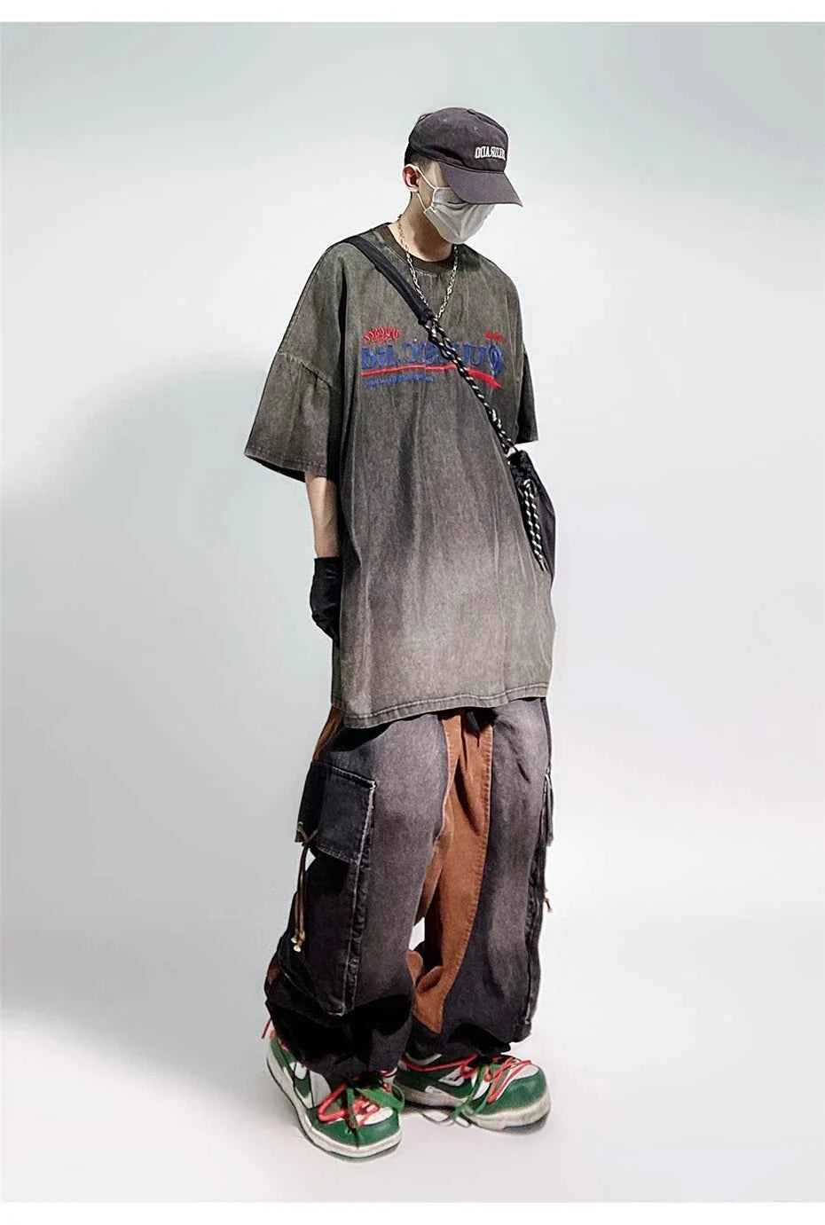 Vintage Streetwear Washed Pink Cargo Jeans