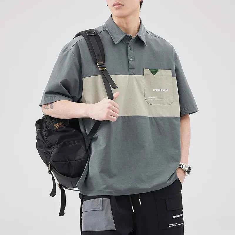 Corean Style Vibrant Short Sleeve Crewneck Polo T-Shirt