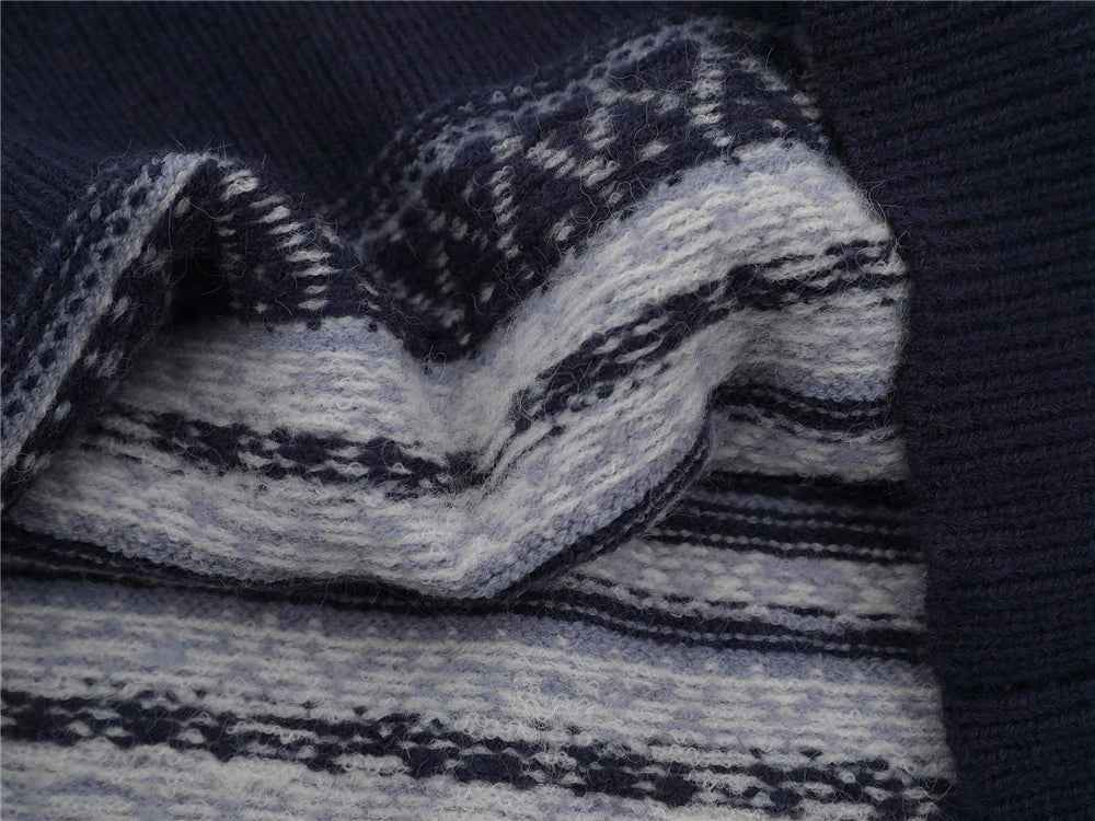 Versatile Colorful Striped Hip Hop Knit Casual Sweater