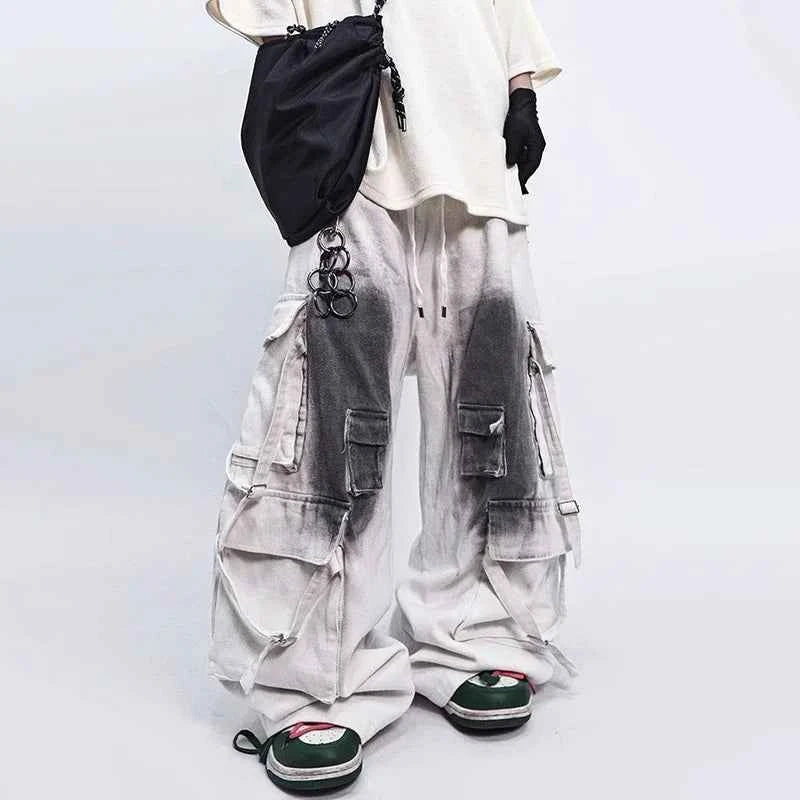 Trendy Loose Multi-Pocket Sleek Lines Jeans