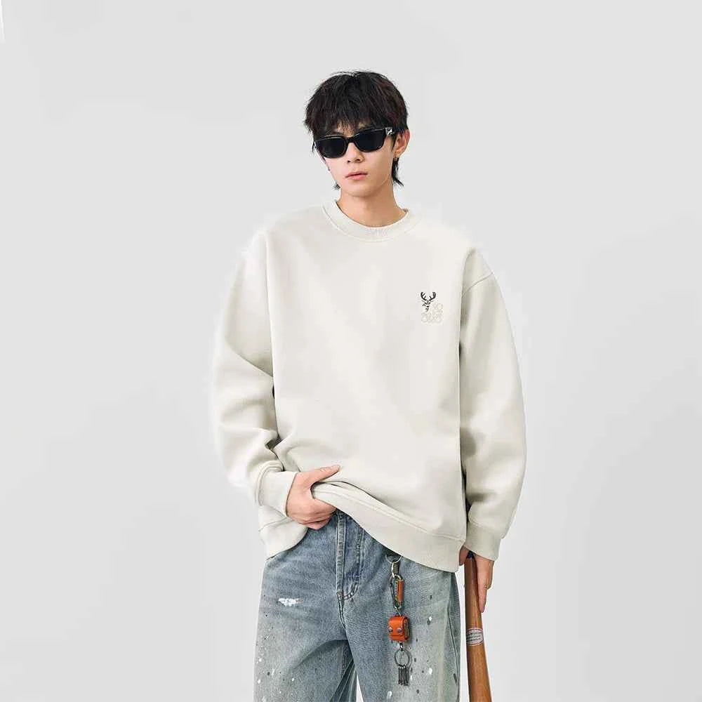 Cozy Embroidered Logo Crew Neck Sweatshirt