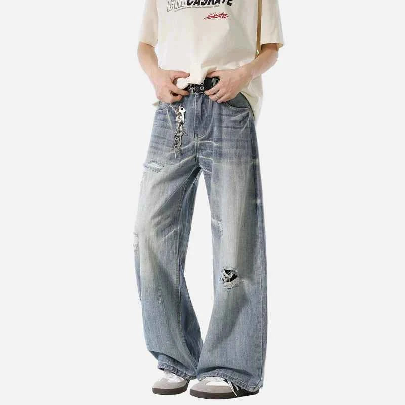 Premium Distressed Wide Leg Denim Jeans