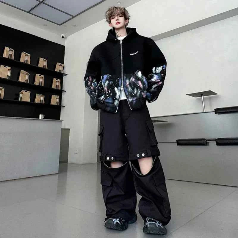 Gothic Vibrant Tie Dye Loose Hooded Sweatshirt