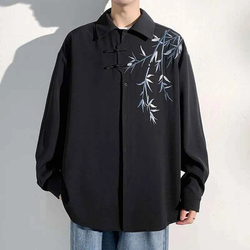 Casual Floral Embroidered Casual Oversized Shirt