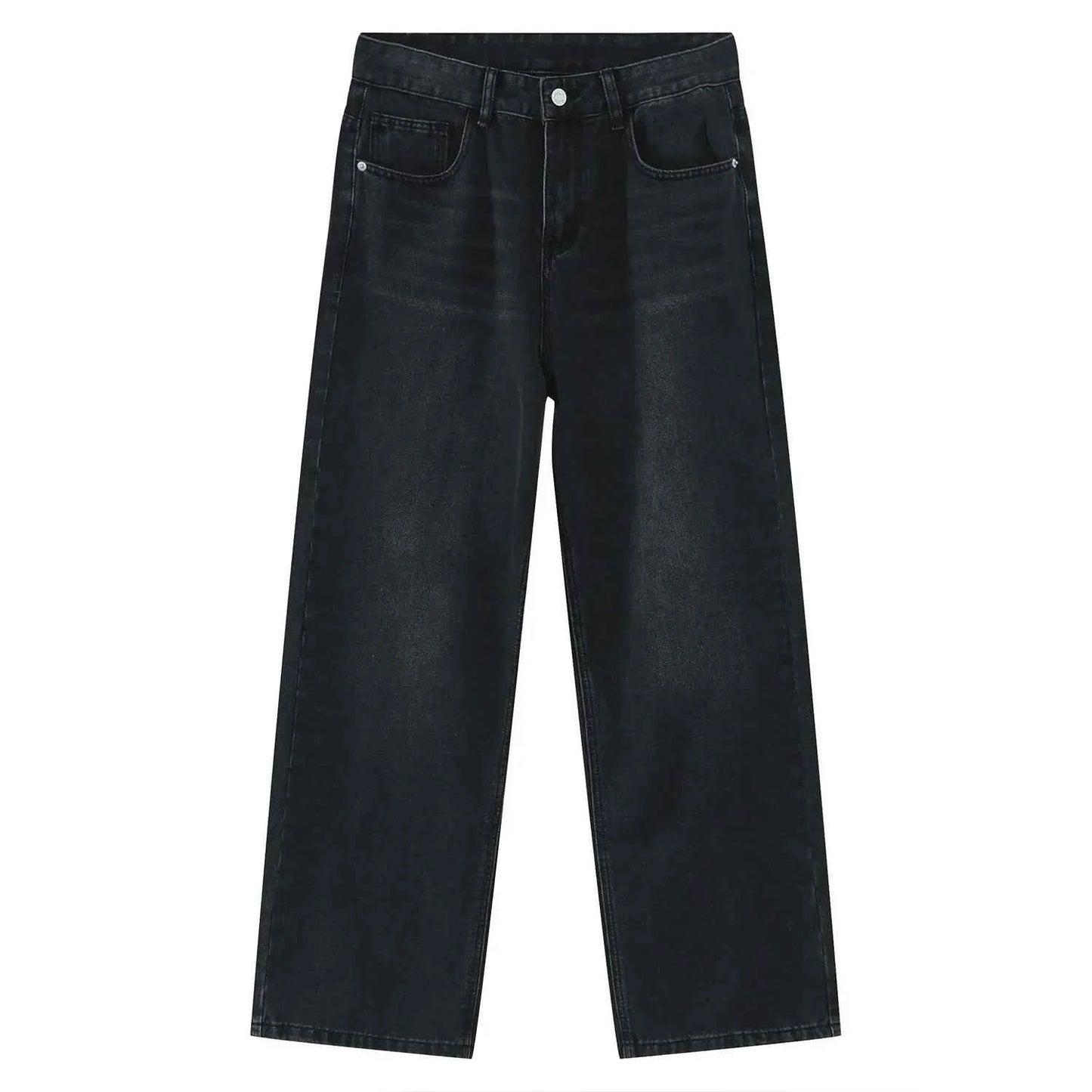 Vintage Distressed Straight Leg Denim Jeans