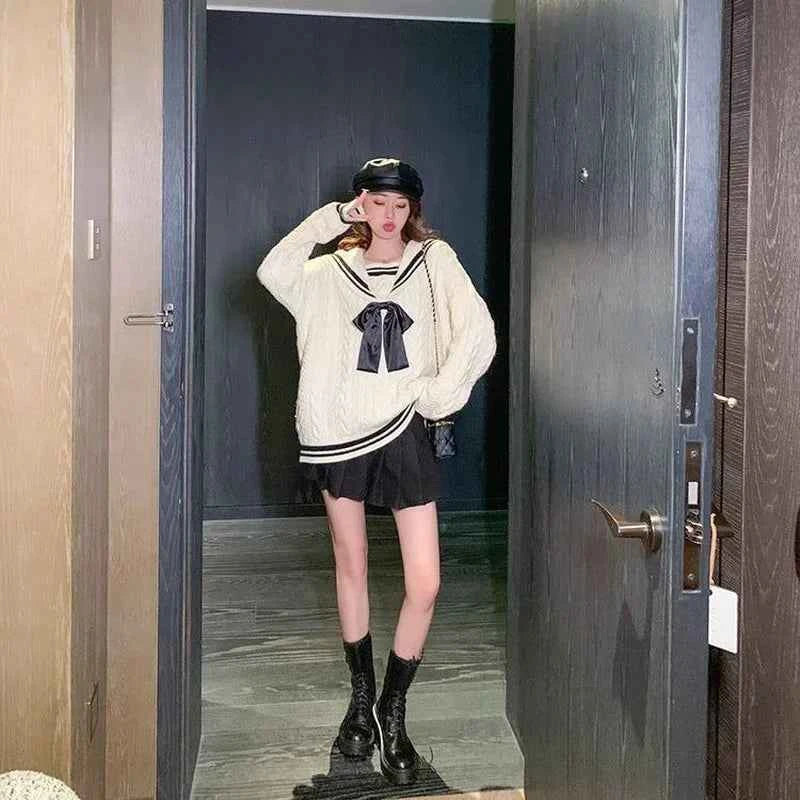 Women Cozy Cool Oversize Knitted V-Neck Sweater