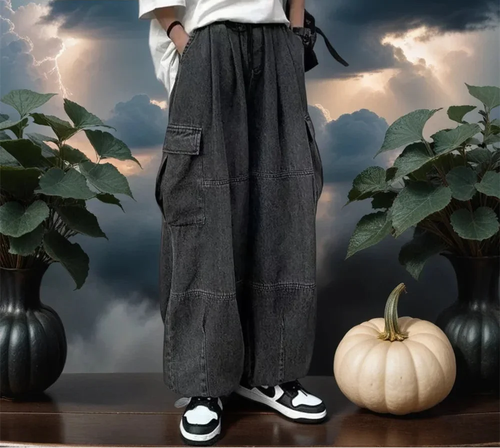 Y2K versatile Casual Wide Leg Cargo Jeans - Luxuryurbanwear