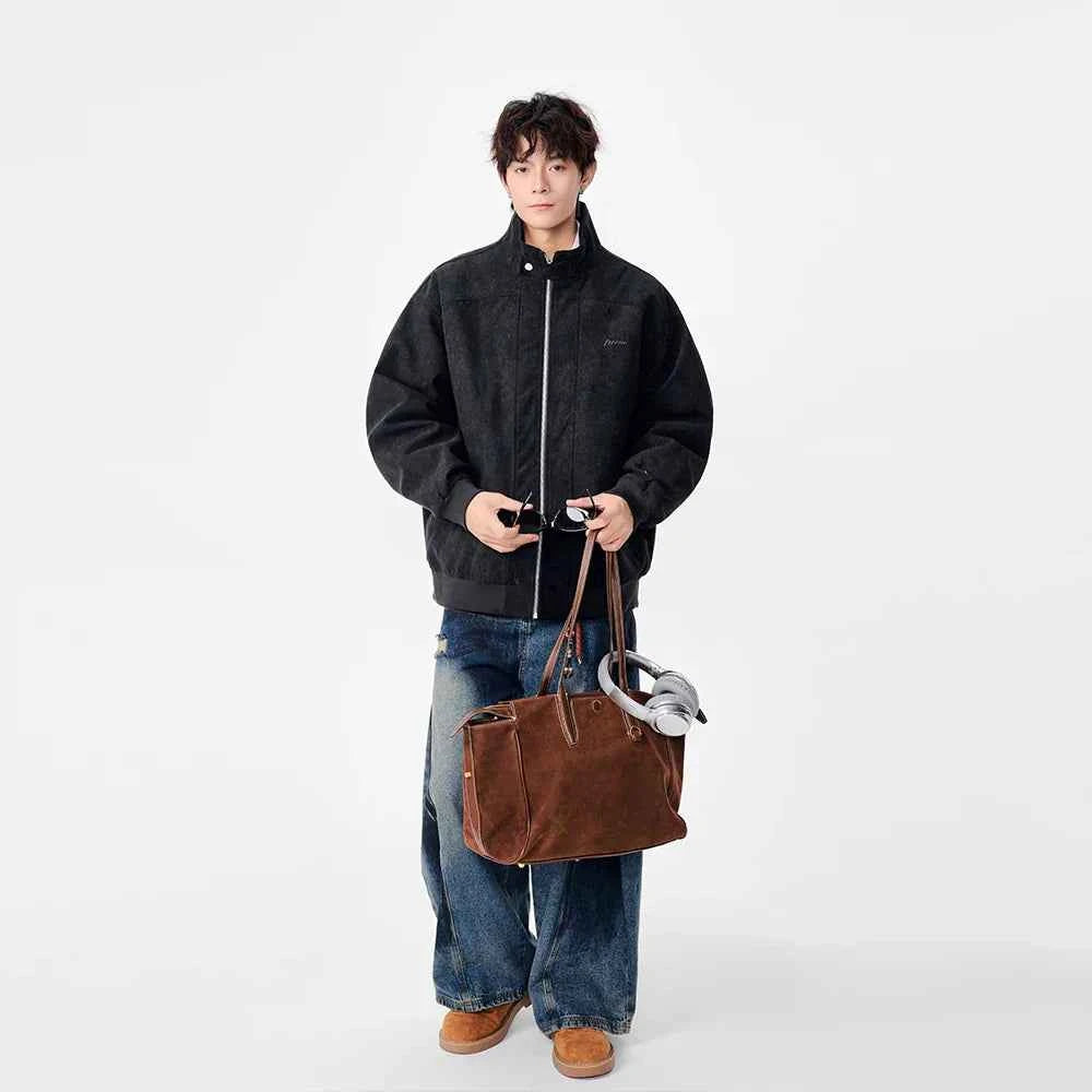 Signature Textured Stand-Up Collar Jacket