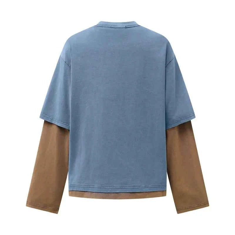 Y2K Fake Two Pieces Loose Fit Long Sleeve T-Shirt