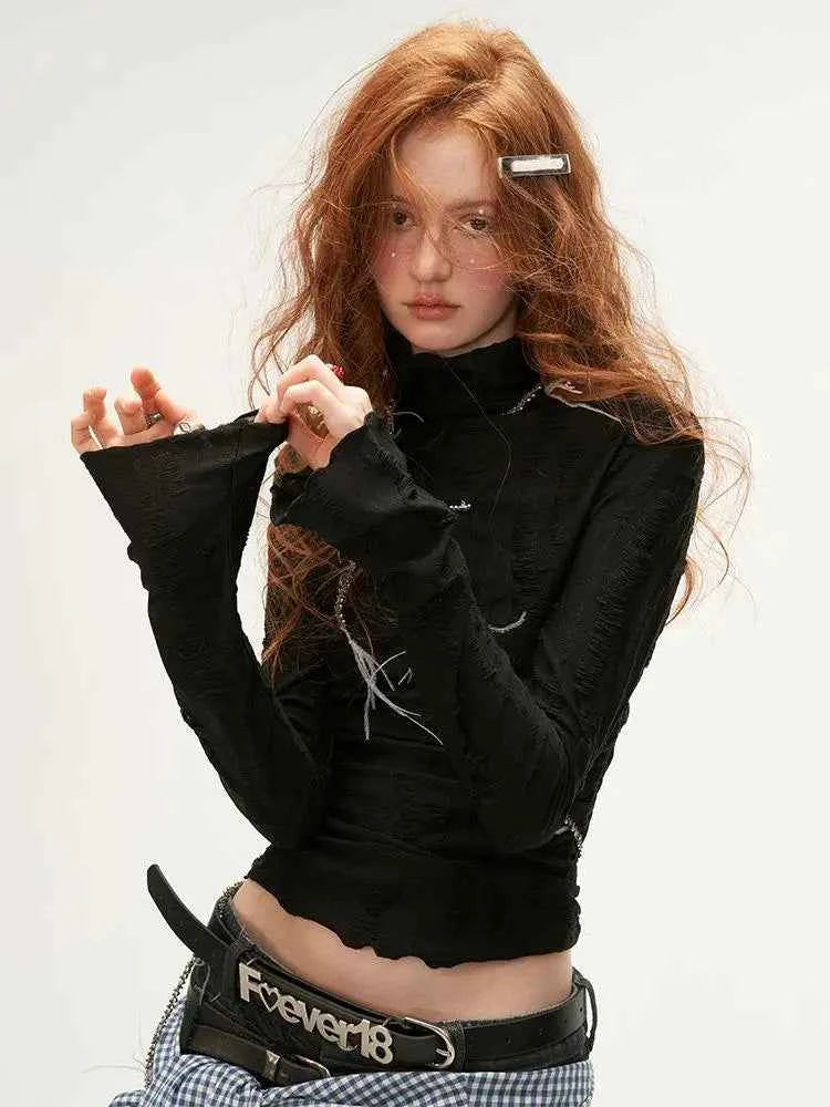 Women Korean Slim Turtleneck T-Shirt