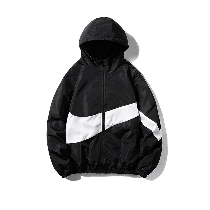 Horizontal Broad Stripe Zipper Hoodie