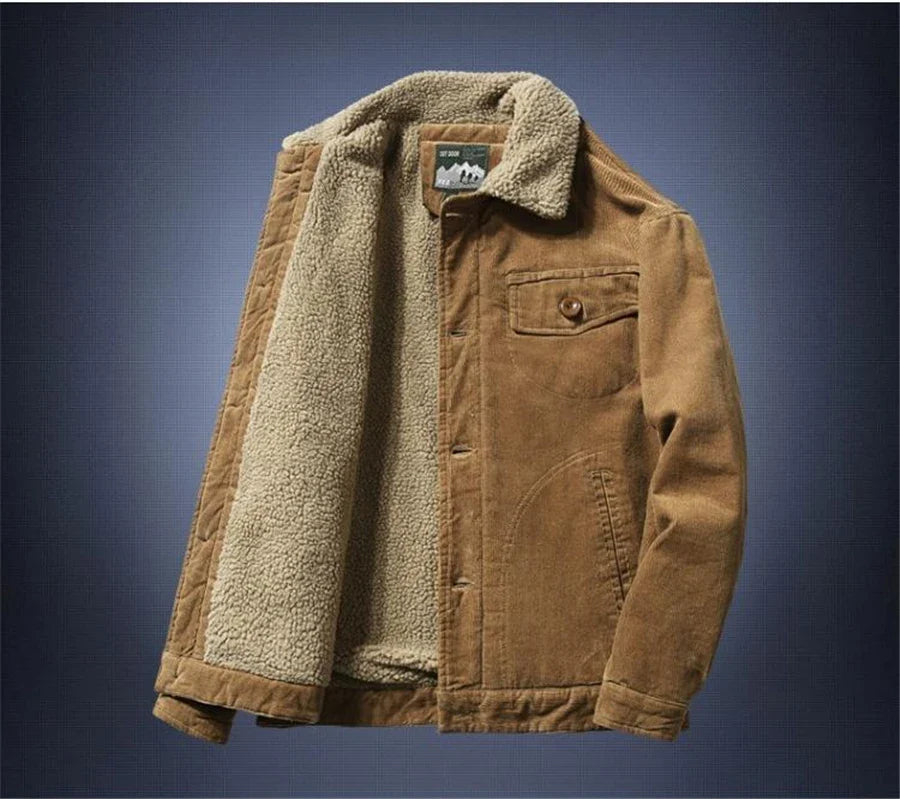 Corduroy Button Up Fleece Jacket
