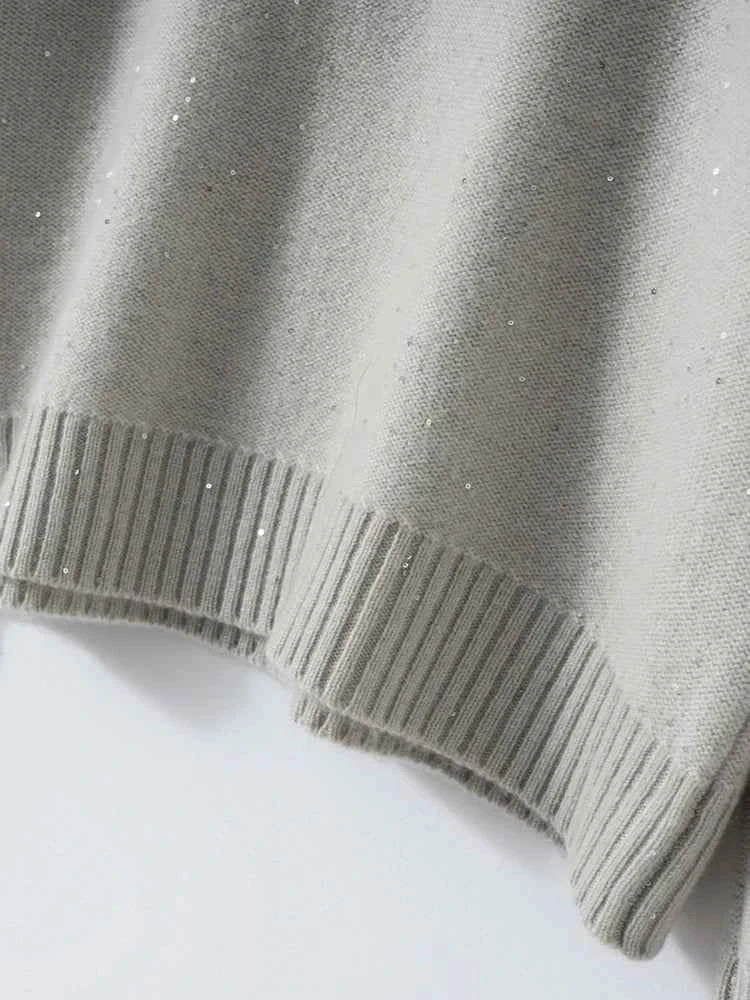 Y2K Sequin Design V-Neck Knit Sweater