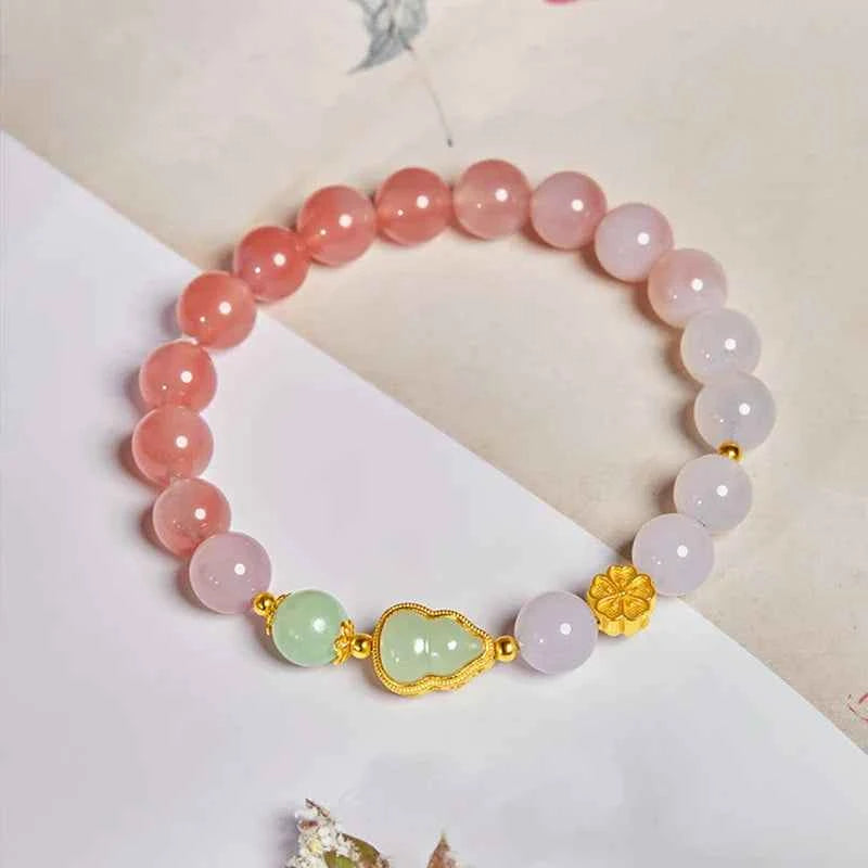 Lucky Cinnabar Red Jade Beaded Bracelet