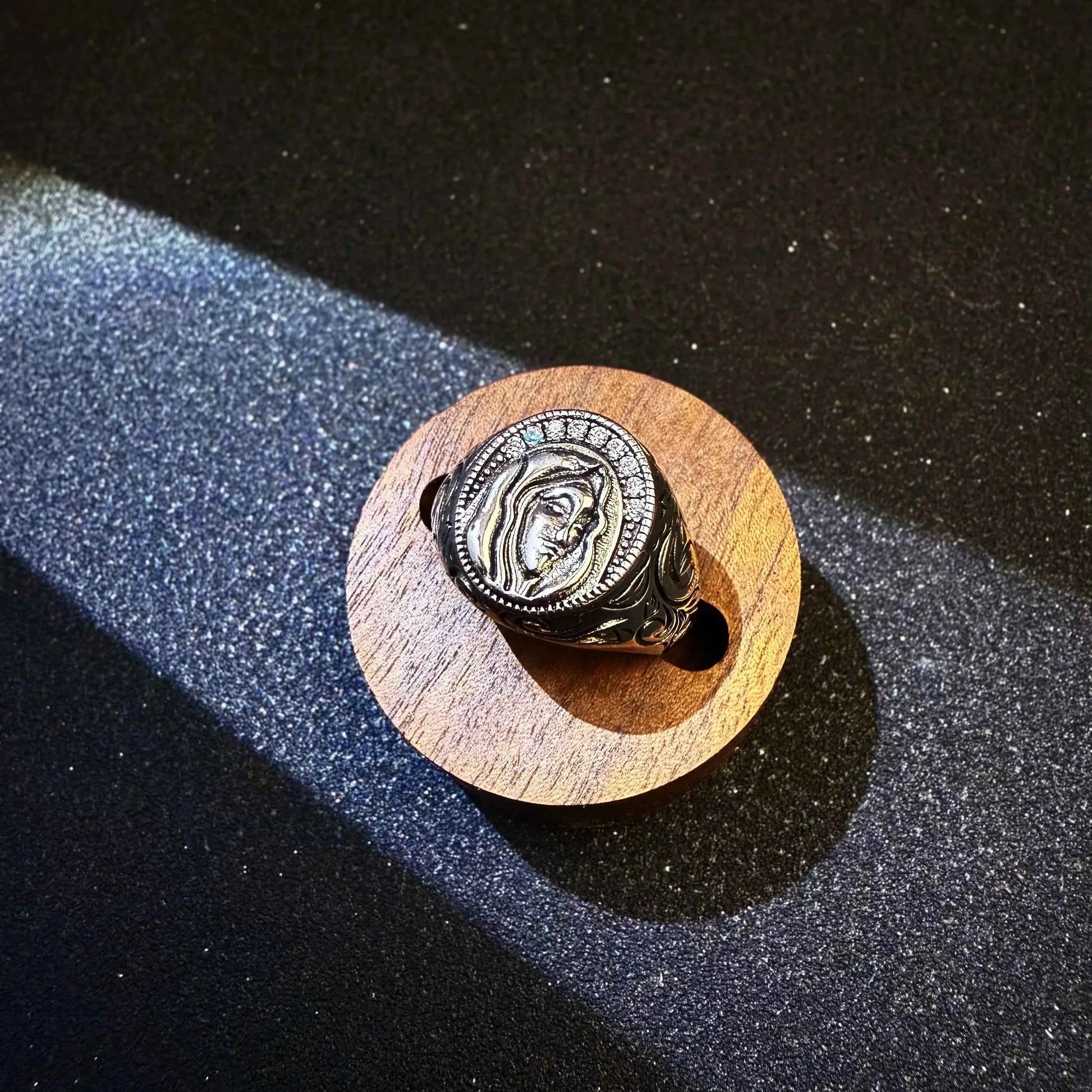 Gothic Virgin Mary Adjustable Open Ring