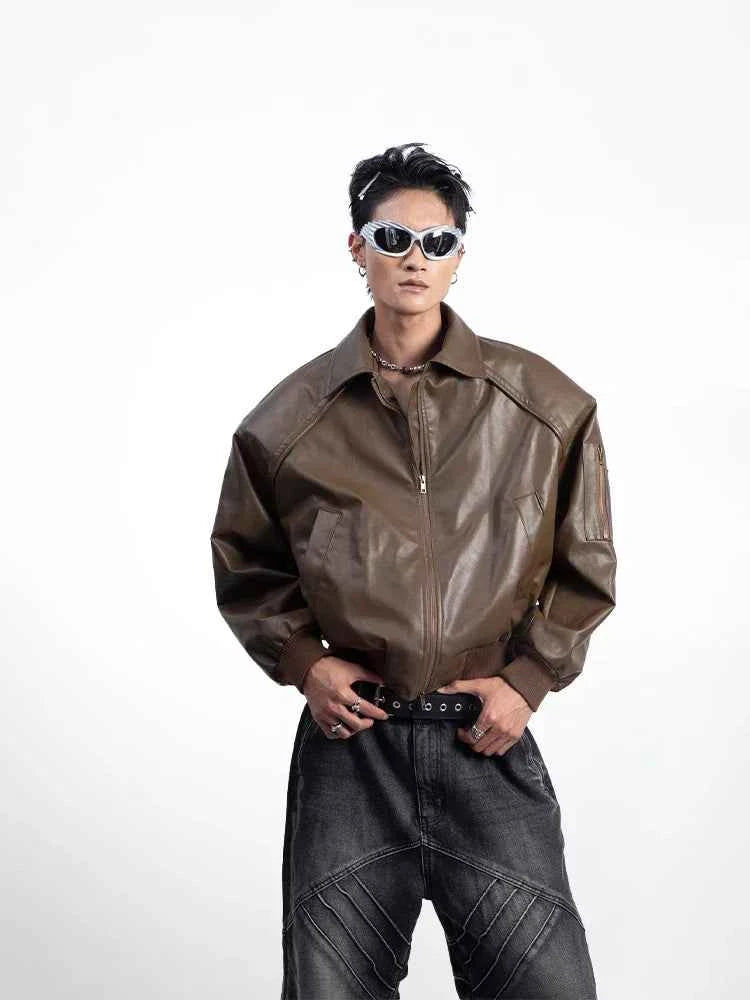 Men's Stylish Zipper Faux Leather Jacket