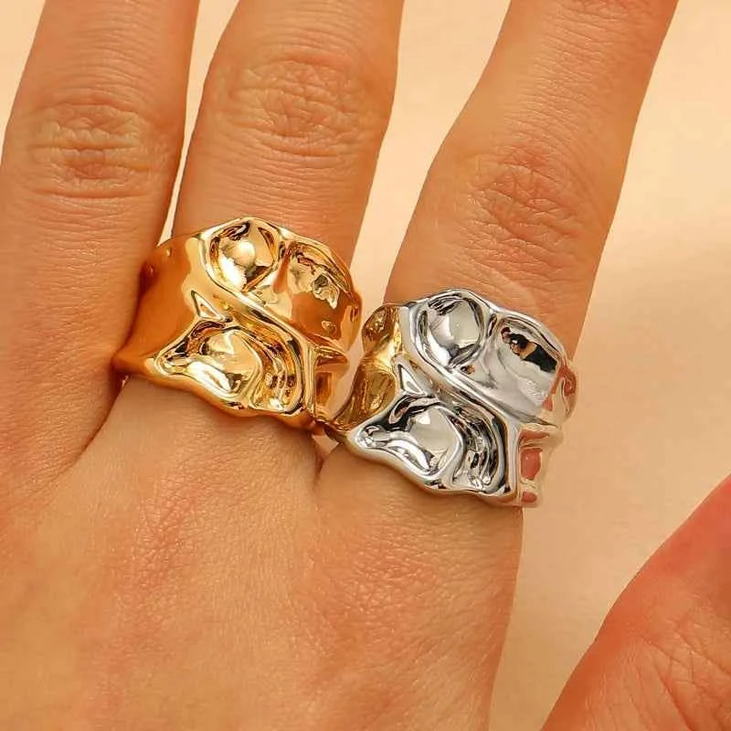 Y2K Vintage Irregular Pleated Open Ring