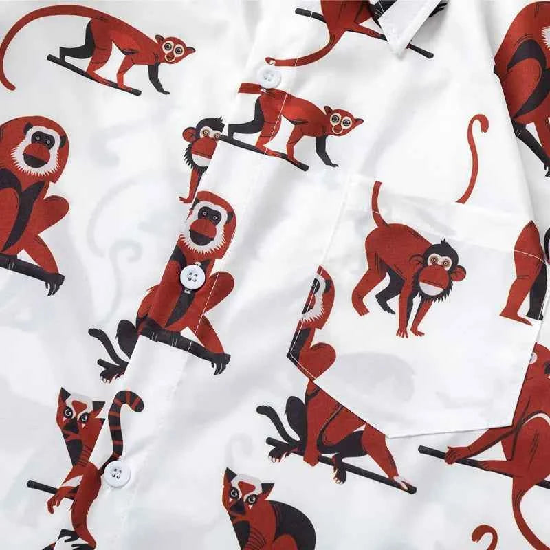 Colorful Cute Monkey Graphic Beach Shirt