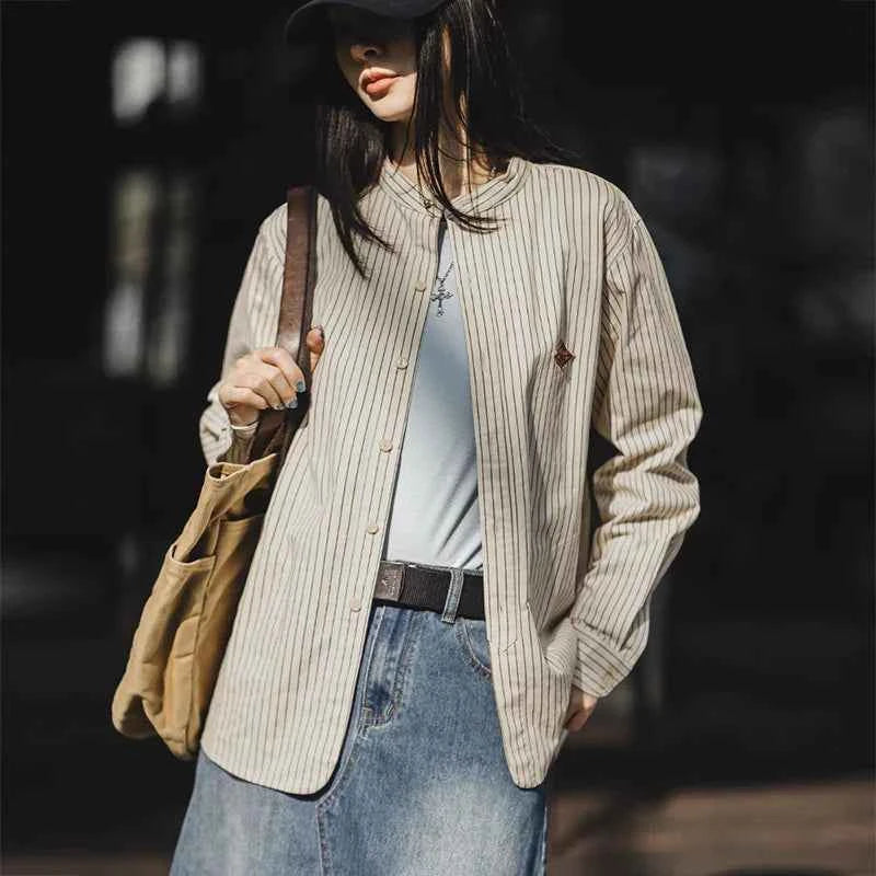Soft Striped Loose Fit Collar Shirt
