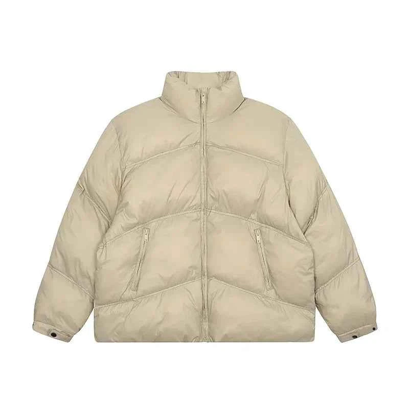 Metal Logo Stand Collar Down Bomber Jacket
