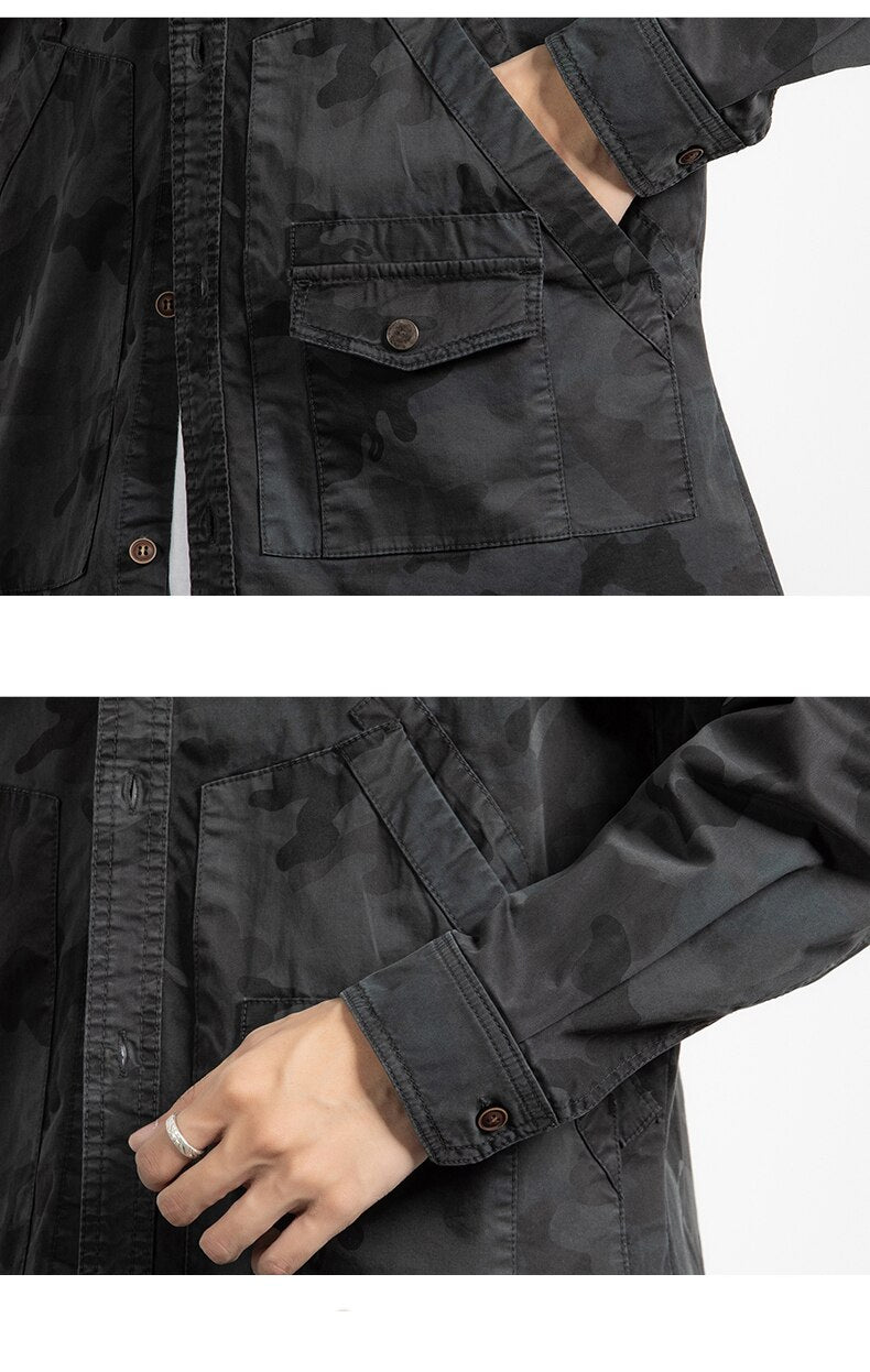 Classic Safari Camo Style Patch Pocket Jacket