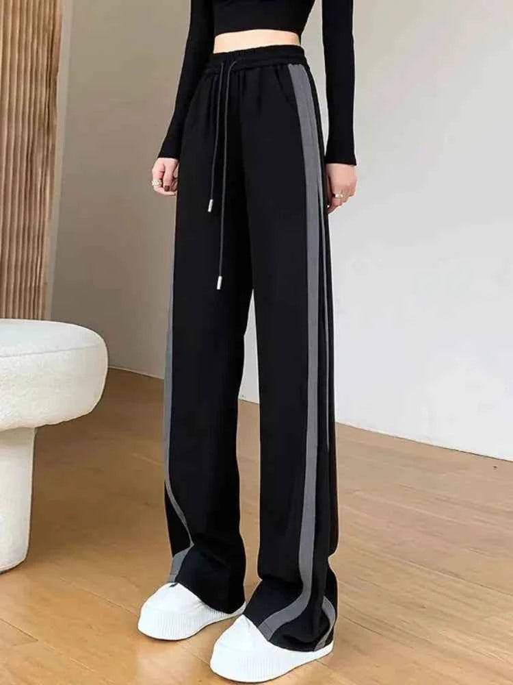 Striped Panelled Loose Pants