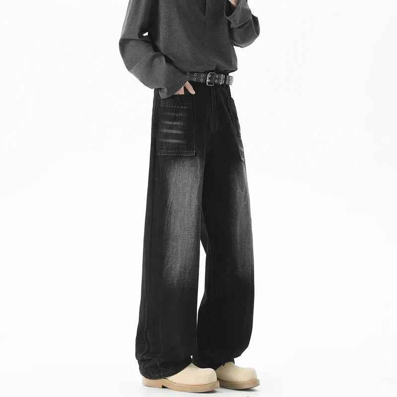 Streetwear Black Washed Baggy Denim Jeans