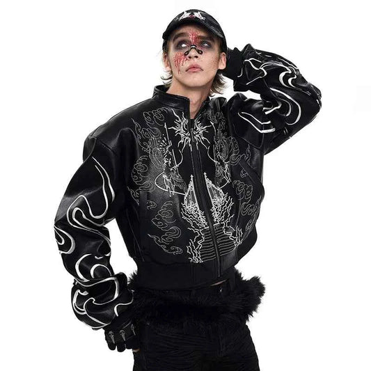 Personalized Pattern Printed Motorcycle Leather Jacket
