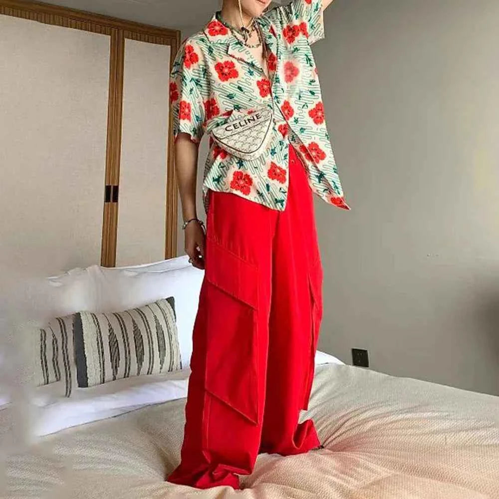 Colorful Hawaiian Flower Print Beach Shirt