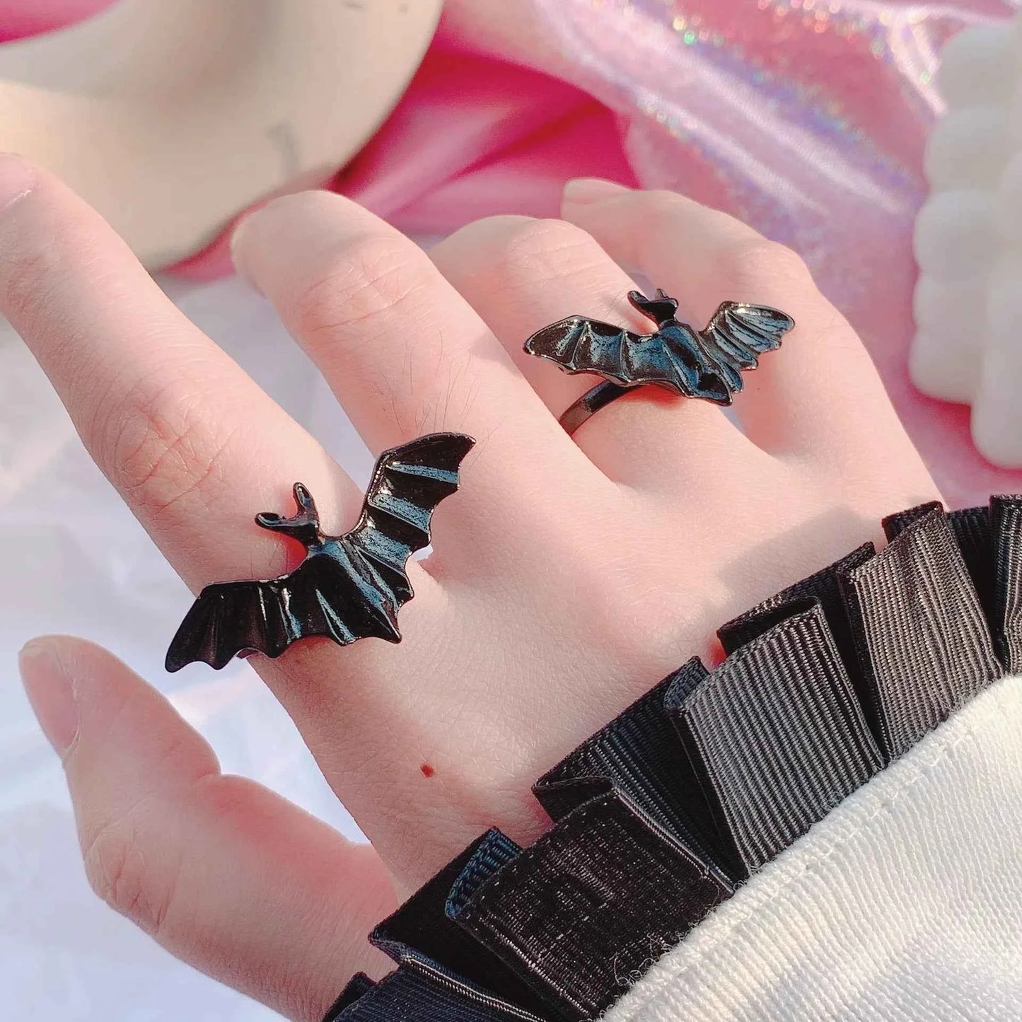 Y2K Gothic Black Bat Halloween Ring