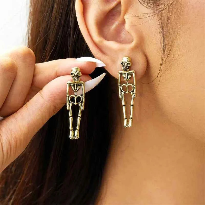 Gothic Skull Skeleton Drop Earring