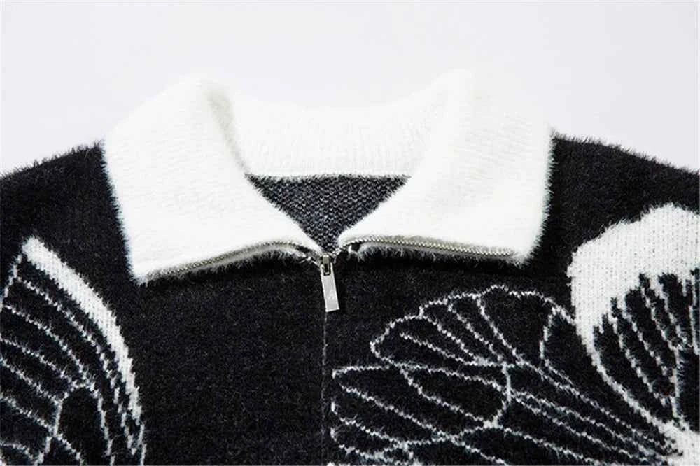 Plush Butterfly Graphic Cool Knitwear Cardigan