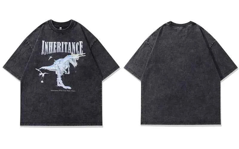 Graphic Robot Dinosaur Print Short Sleeve T-Shirt