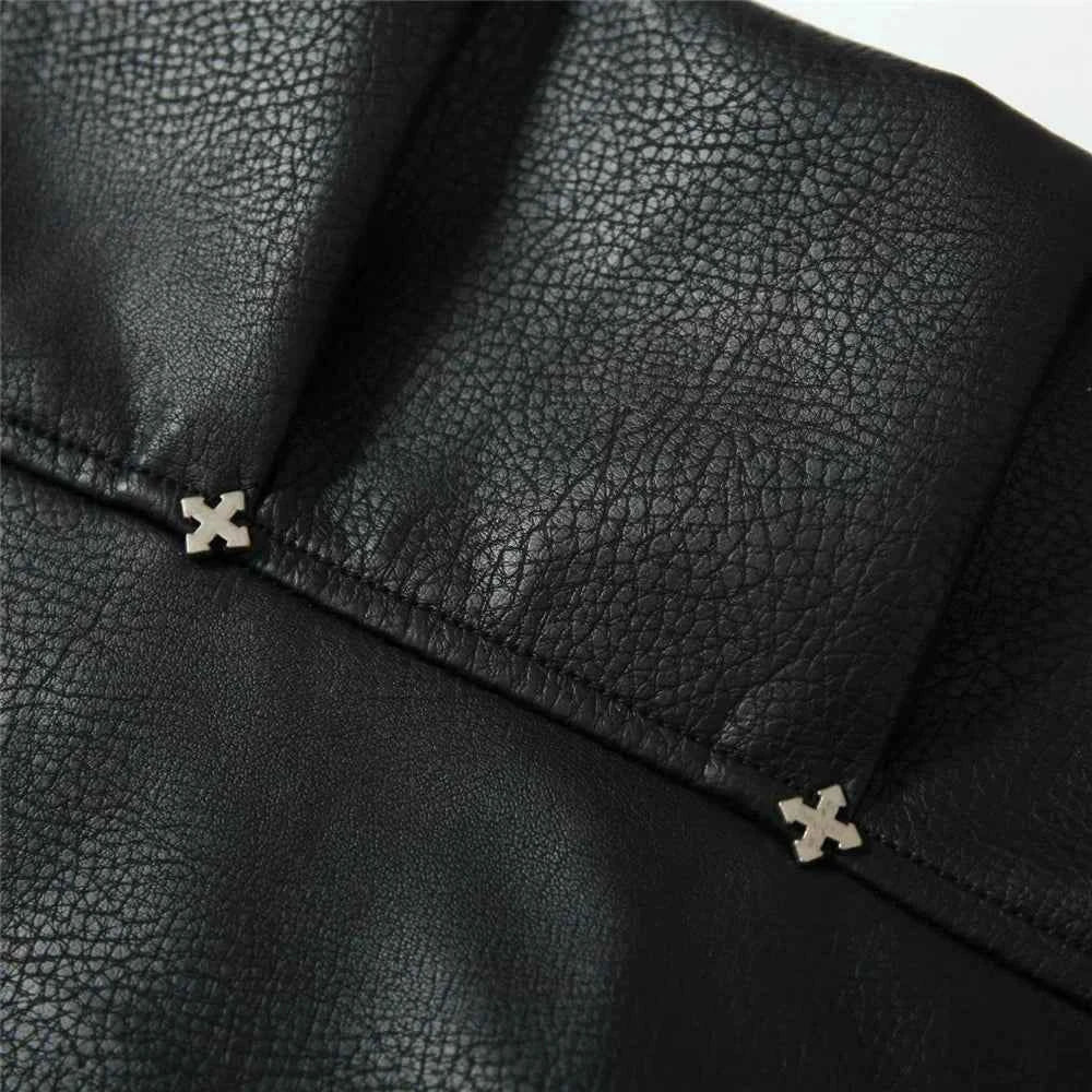 Streetwear High Street Patchwork Leather Varsity Jacket