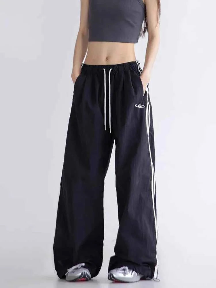 Women Casual Vintage Striped High Waist Sweatpants
