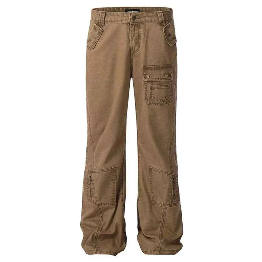 Durable Cargo Pocket Wide Leg Jeans